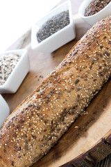 a fresh baked loaf of whole grains bread