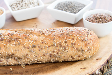 a fresh baked loaf of whole grains bread