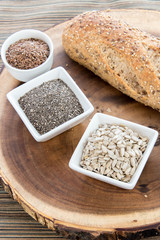 a fresh baked loaf of whole grains bread