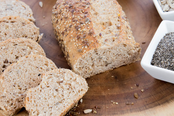 a fresh baked loaf of whole grains bread
