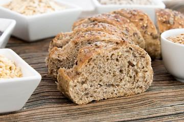 a fresh baked loaf of whole grains bread