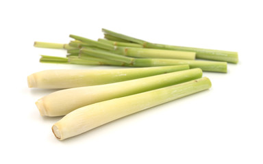 Bundle of lemongrass isolated on white background