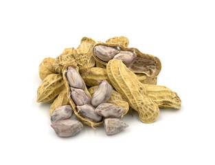 Boiled peanuts isolated on white background
