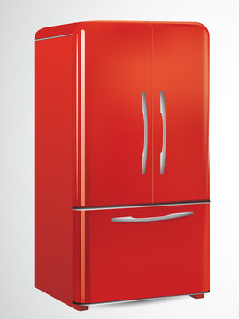 Red retro refrigerator