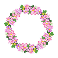 Frame of flowers arranged in a circle