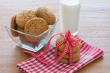 Oatmeal cookies and a glass of milk