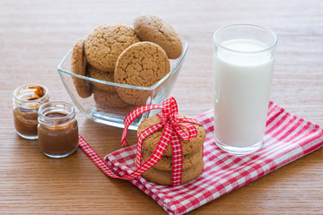 Oatmeal cookies and a glass of milk