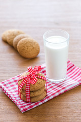 Oatmeal cookies and a glass of milk
