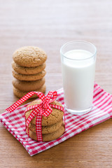 Oatmeal cookies and a glass of milk