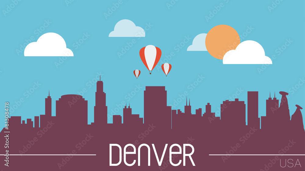 Wall mural Denver USA skyline silhouette flat design vector