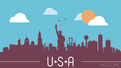 USA skyline silhouette vector illustration