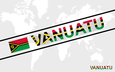 Vanuatu map flag and text illustration