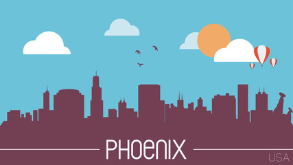 Obraz premium Phoenix USA skyline silhouette flat design vector