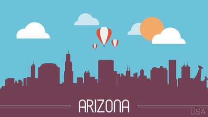 Arizona USA skyline silhouette flat design vector