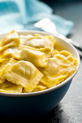 cooked ravioli in bowl