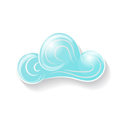 Vector illustration of blue paper cloud.