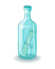 bottle with a letter vector illustration