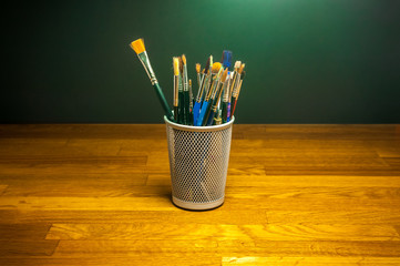 Colored pencils on desk