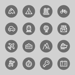 Travel web icons set