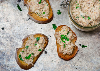 a mackerel paste on toasts from fried bread