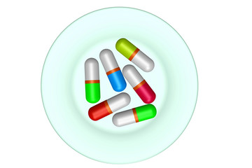 Medication capsule lying on the Tablet