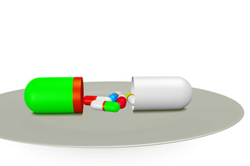 Medication capsule lying on the Tablet