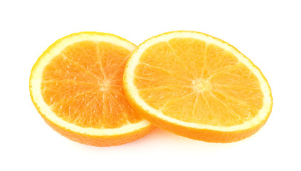 freshly orange fruit sliced on white background