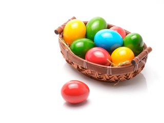 Fototapeta na wymiar Colorful easter eggs isolated over white background