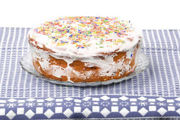 cake candied fruit and sugar powder