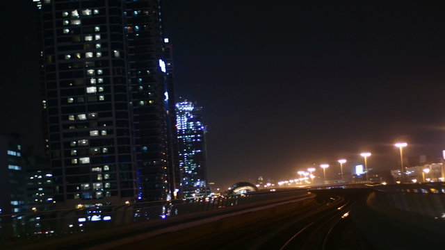 Nightscape view from Dubai metro
