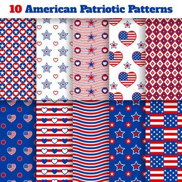 Set of American seamless patterns