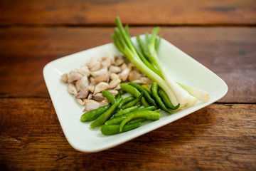 Fresh spices on plate