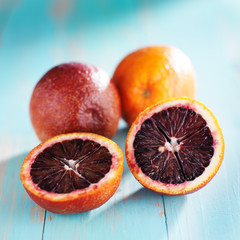 blood oranges cut in half