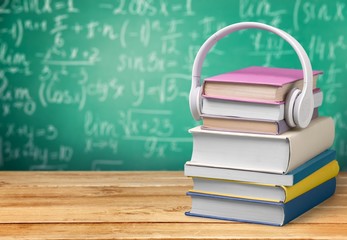 Headphones. Audiobook concept