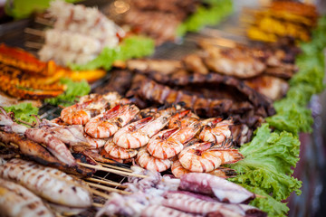 Tthai skewer seafood