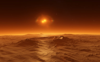Mars  Scientific illustration -  planetary landscape