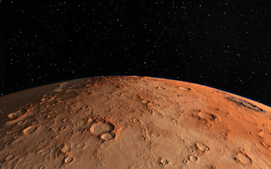 Mars  Scientific illustration -  planetary landscape - obrazy, fototapety, plakaty