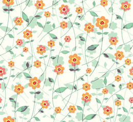 Simple Flowers. Cute summer seamless pattern.