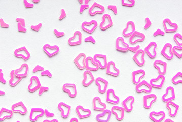 pink heart confetti background frame