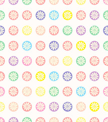 Seamless polka dots pattern, vector floral background.