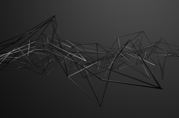 Abstract 3d rendering of chaotic metal structure.