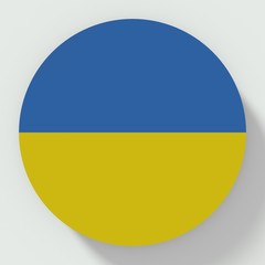Button Ukraine flag isolated on white background