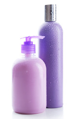 Cosmetic bottles isolated on white