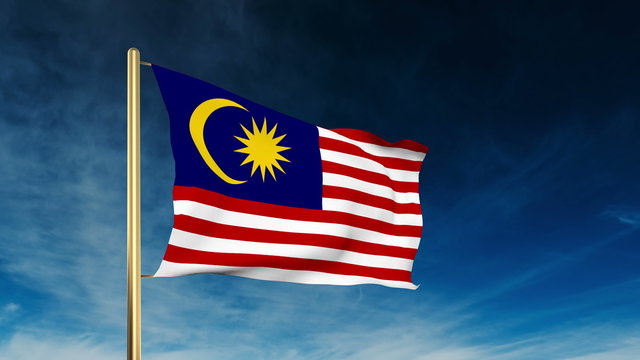 Malaysia flag slider style. Waving in the wind with cloud