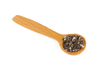 chia seeds in a wooden spoon