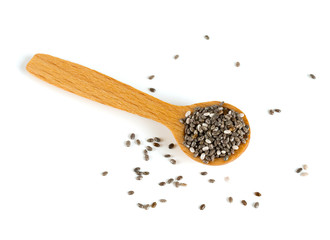 chia seeds in a wooden spoon