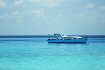 Yacht over ocean water background