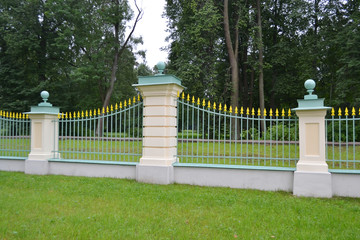 Fence of Big Menshikovsky palace in Oranienbaum.