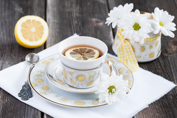 Obraz na płótnie Canvas Tea with lemon. Breakfast