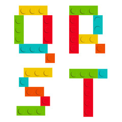 Fototapeta premium Alphabet set made of toy construction blocks isolated iso